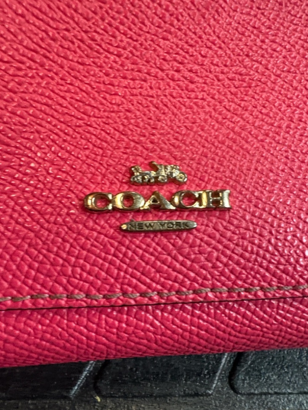 Coach Pink Leather Continental Wallet with Gold Logo